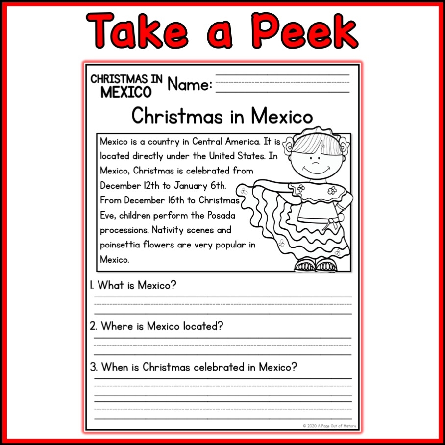Christmas In Mexico Social Studies Reading Comprehension Passages K 2