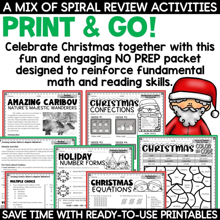 Christmas Math Worksheets Christmas Reading Comprehension Passages Activities A Love Of Teaching Kim Miller