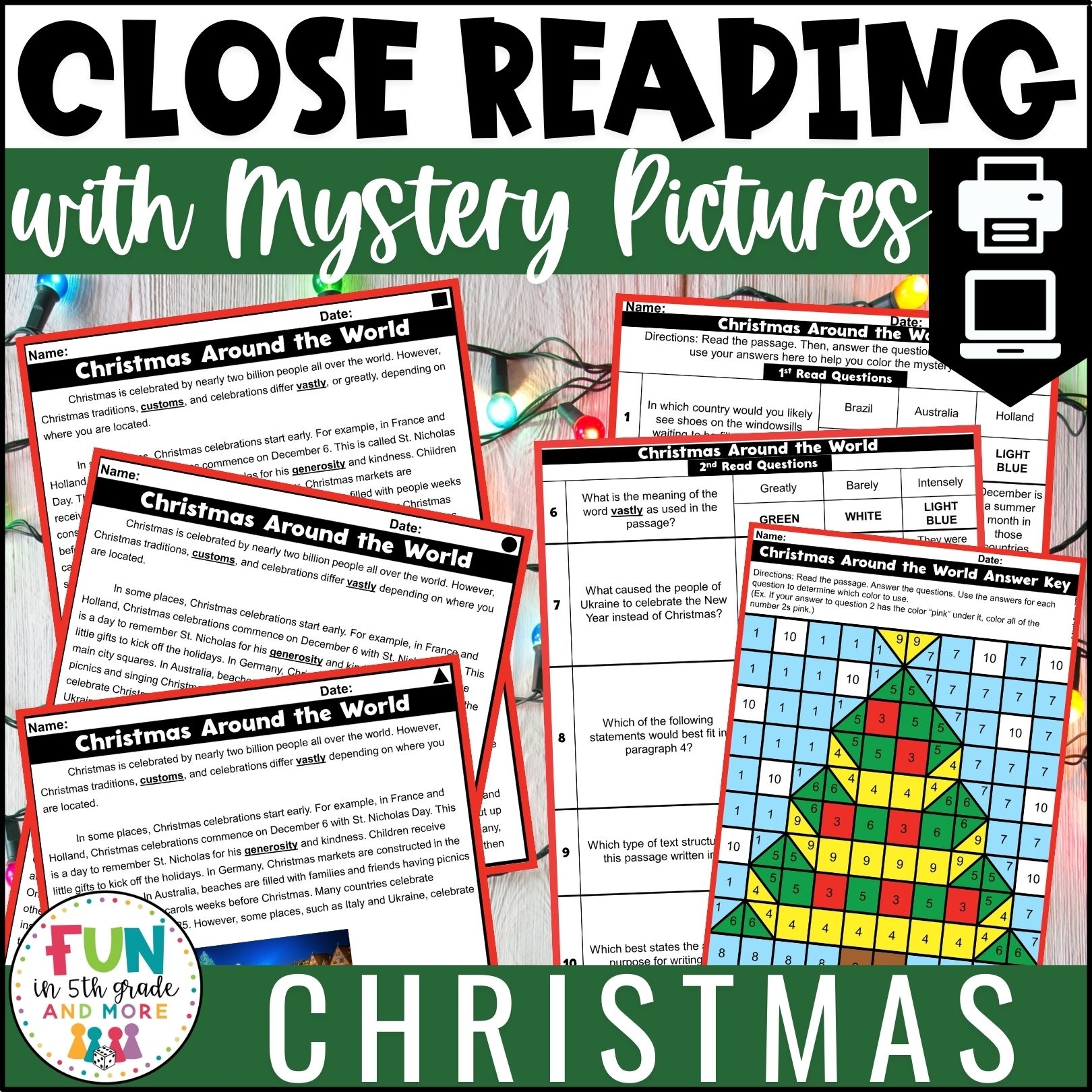 Christmas Reading Comprehension Passages With Mystery Picture Activity Fun In 5th Grade U0026 MORE