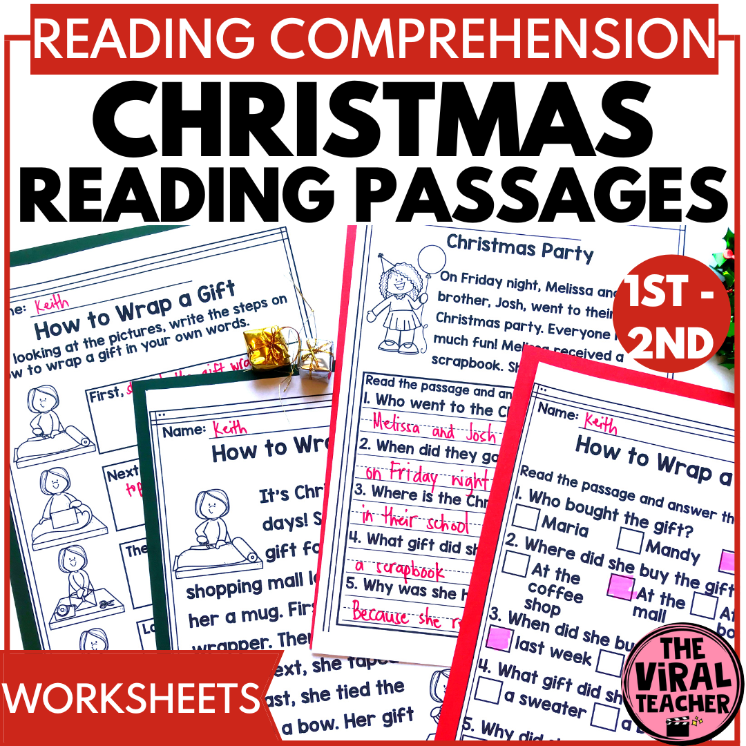 6th Grade Christmas Reading Comprehension Worksheets