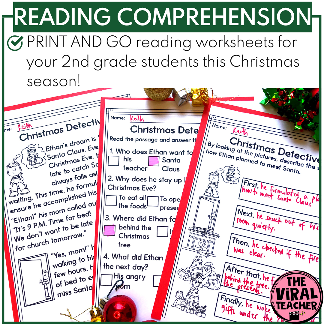 Christmas Reading Passages And Comprehension Questions With Story Elements