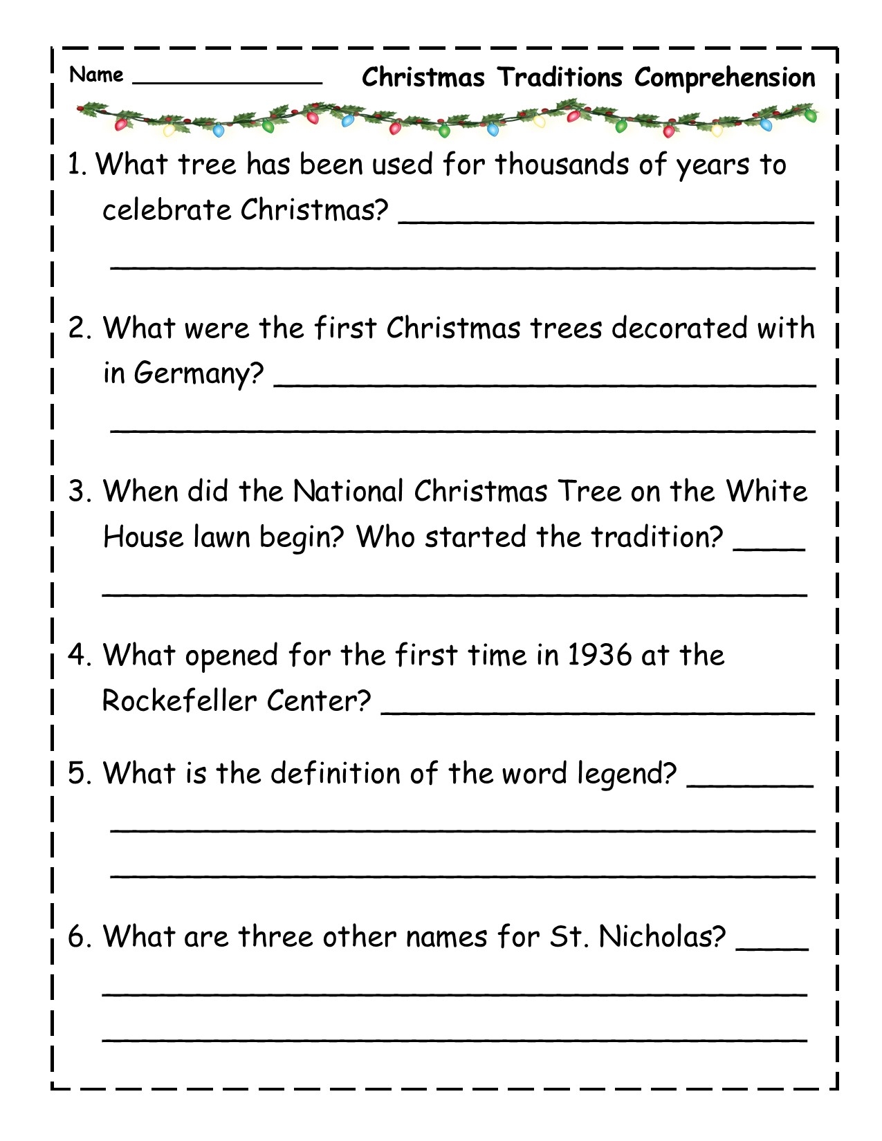 Christmas Traditions Reading Comprehension Passage Made By Teachers Christmas Traditions Reading Comprehension Passage Made By Teachers
