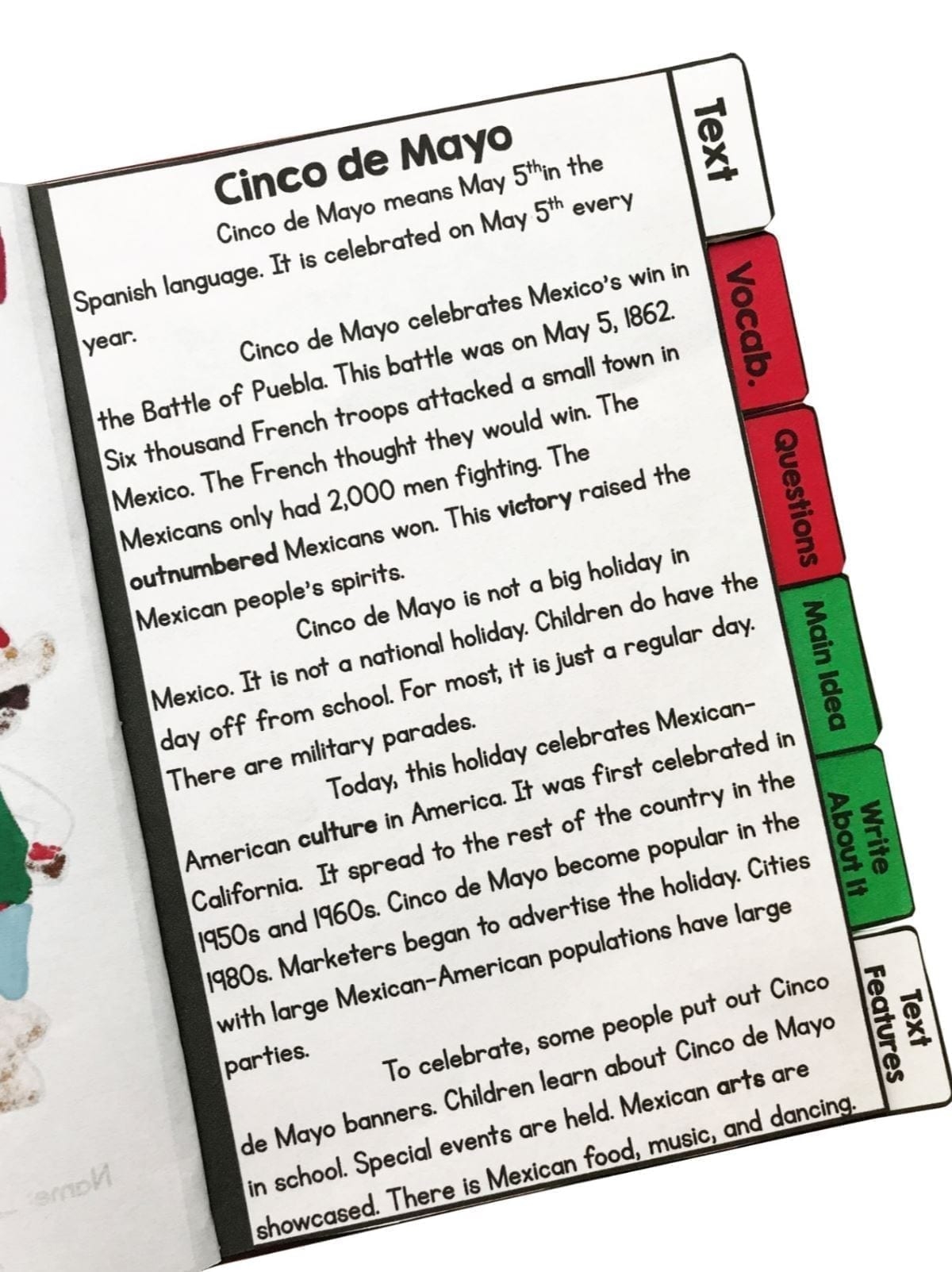 Cinco De Mayo Reading Comprehension Flip Book Activities 2nd 