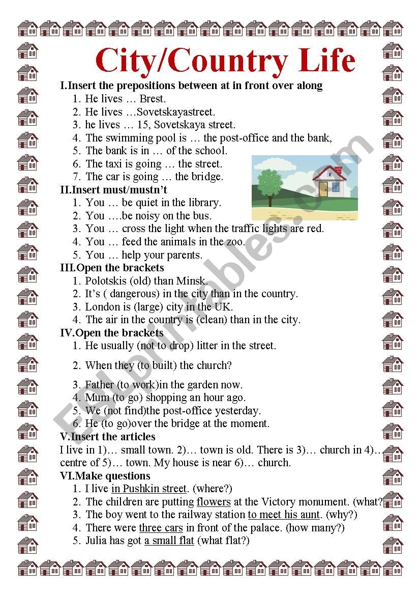 CITY COUNTRY LIFE ESL Worksheet By Spankevich
