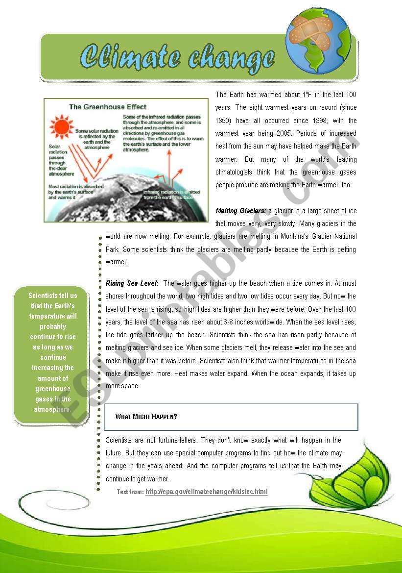 Climate Change ESL Worksheet By Mmargalef