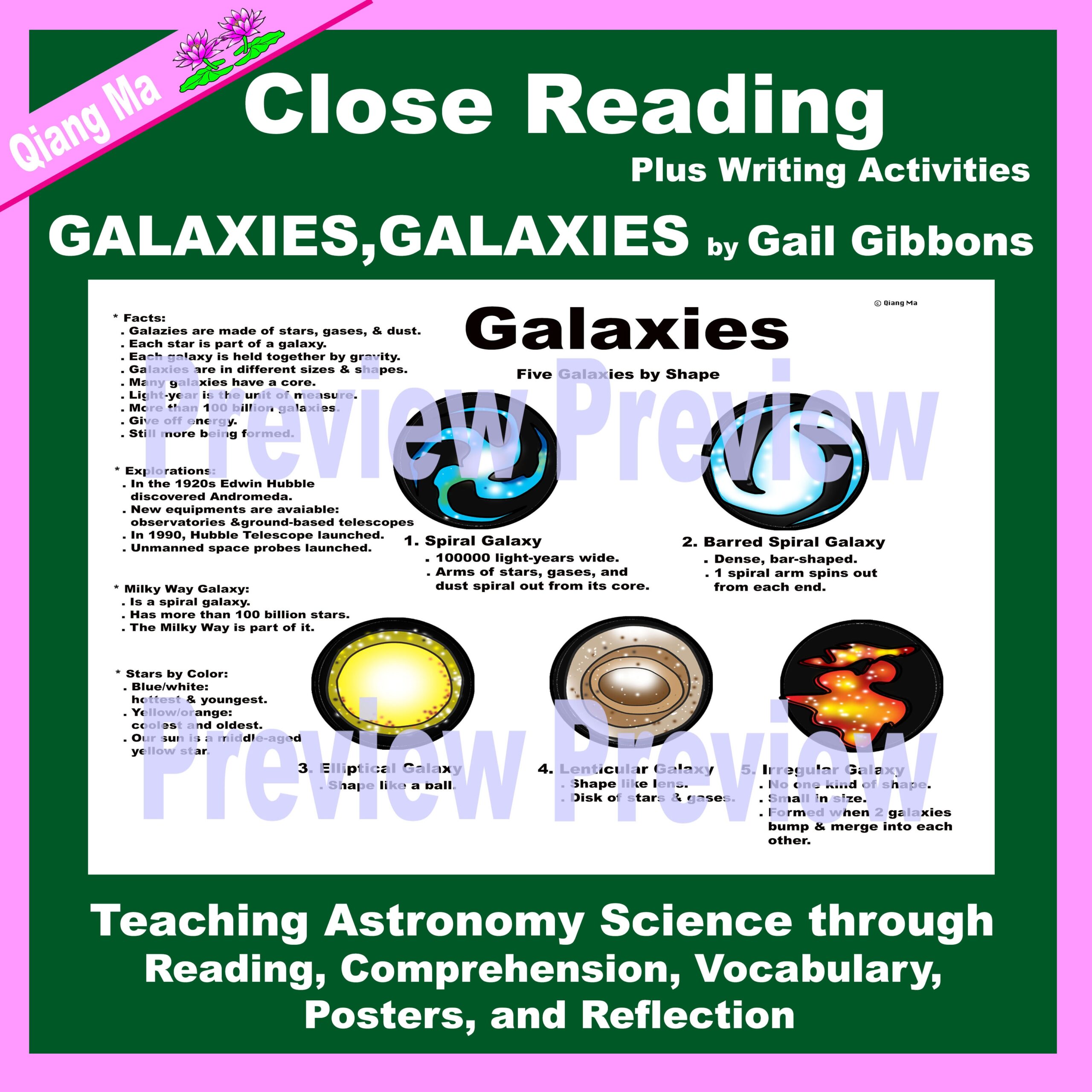 Galaxies Reading Comprehension With Worksheet