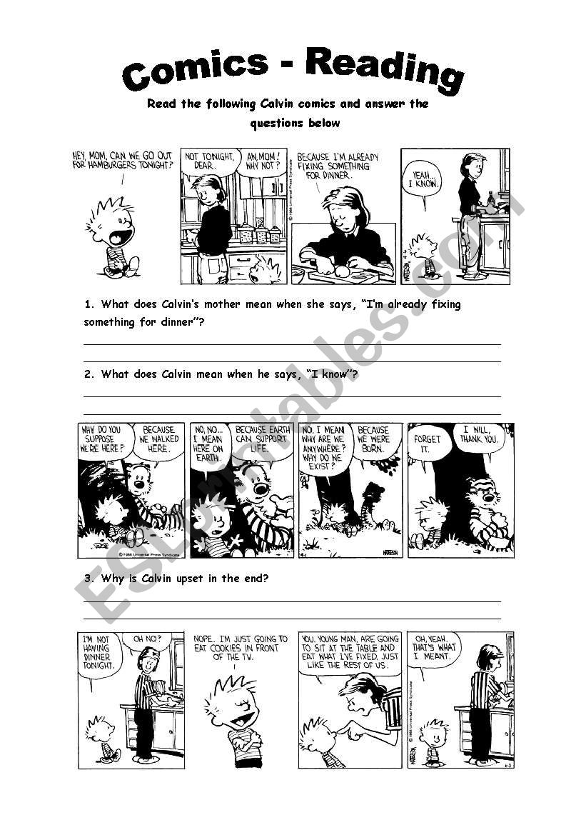 Comics Reading Activity ESL Worksheet By Katiamp