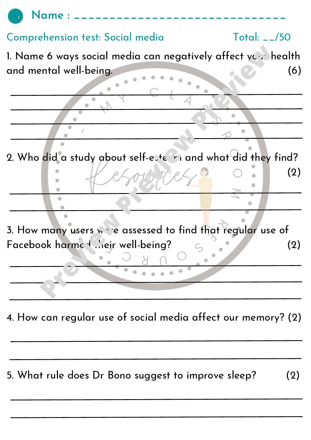 Comprehension Test Six Ways Social Media Negatively Affects Your Mental Health Teacha 