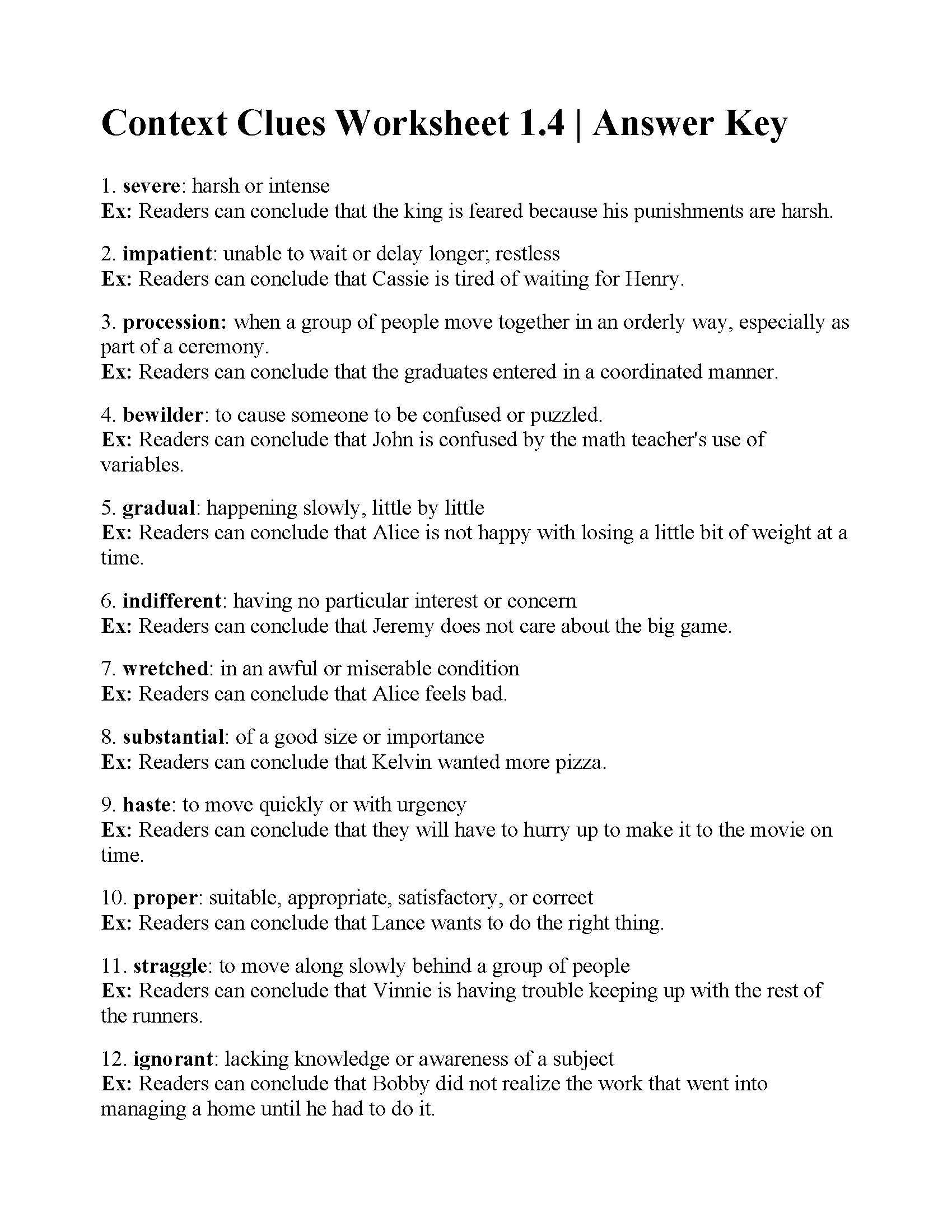 Context Clues Worksheet 1 4 Reading Activity