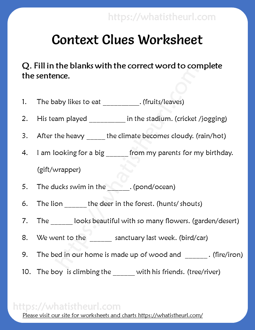Context Clues Worksheet For Grade 6 Your Home Teacher