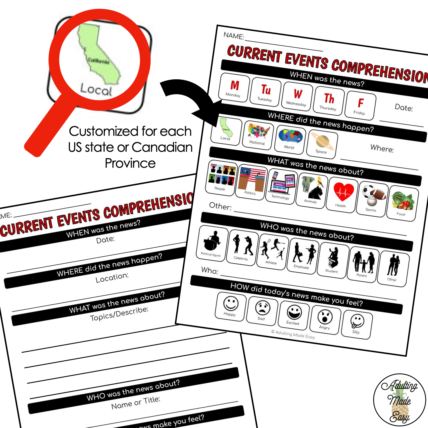 Current Event Reading Comprehension Worksheets Simple