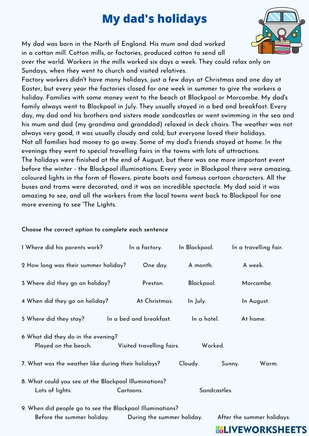 Dads Holidays Worksheet Live Worksheets Worksheets Library