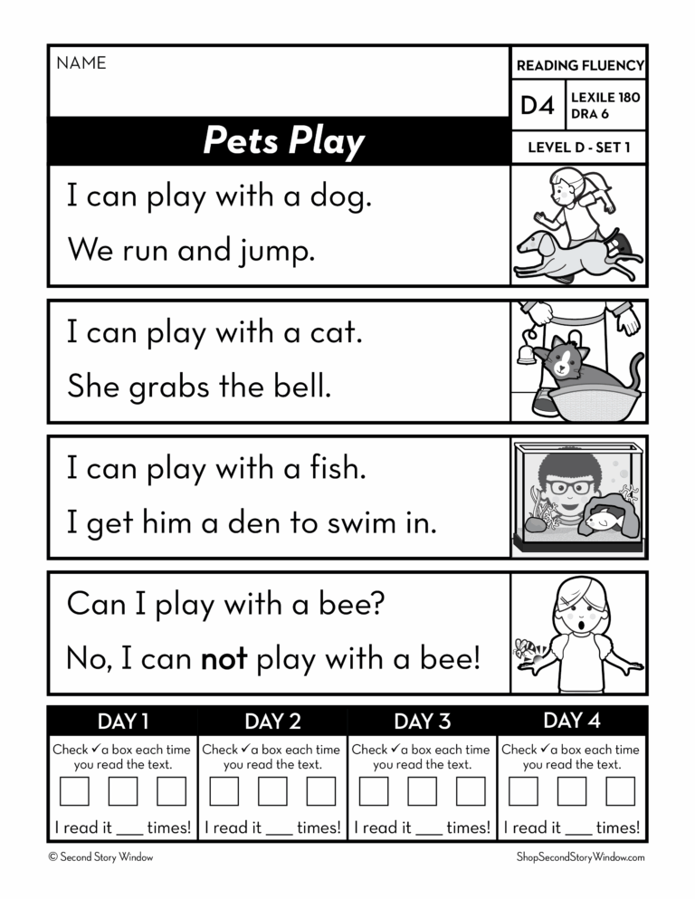 Decodable Passages Reading Fluency And Sight Word Practice Level D Set 1 Second Story Window