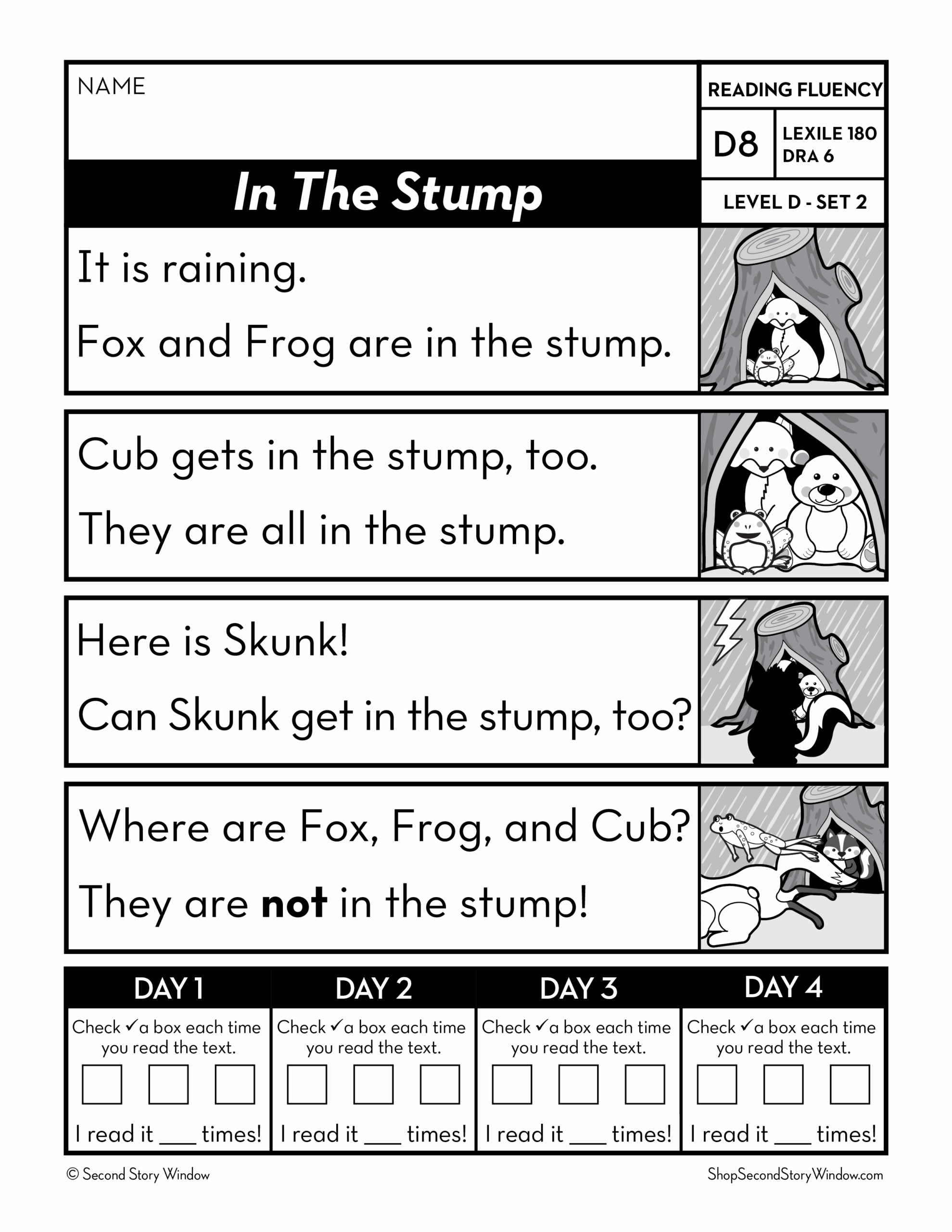 Decodable Passages Reading Fluency And Sight Word Practice Level D Set 2 Second Story Window