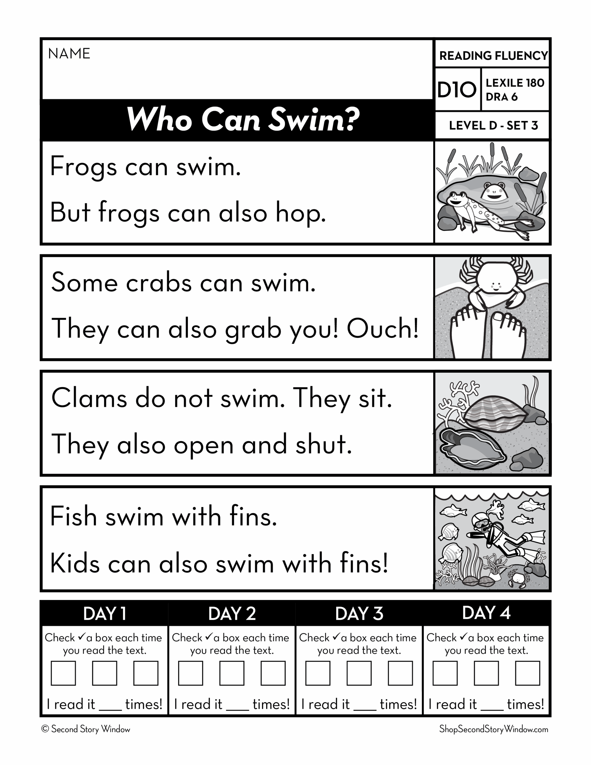 Decodable Passages Reading Fluency And Sight Word Practice Level D Set 3 Second Story Window