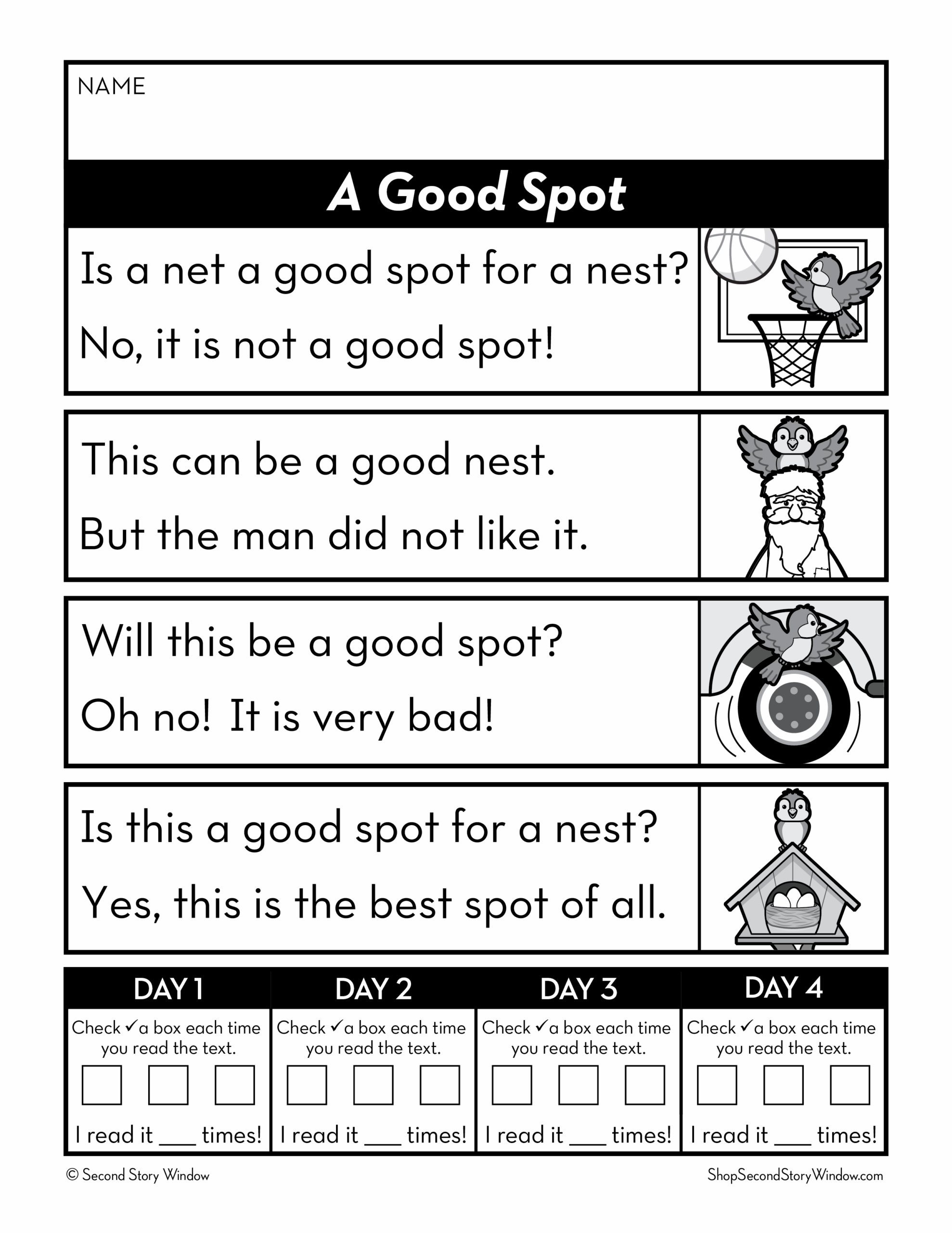 Decodable Passages Reading Fluency And Sight Word Practice Level D Set 4 Second Story Window
