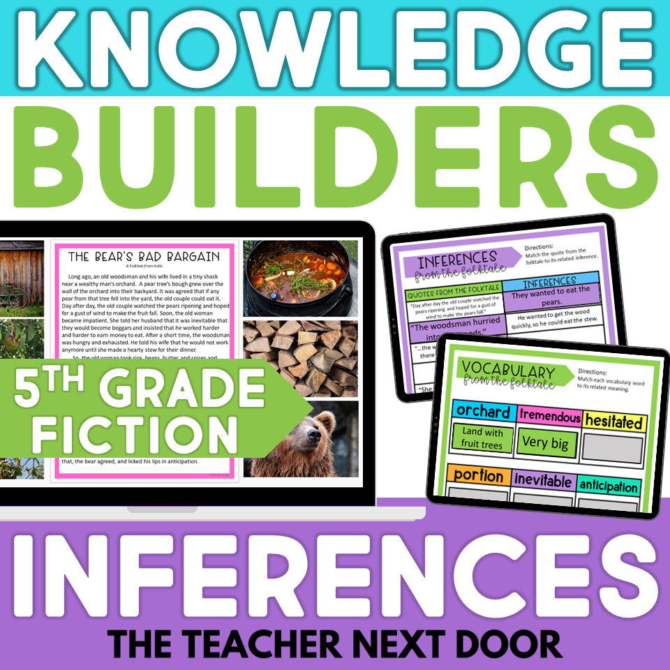 Digital Reading Bundle Fiction 5th Grade The Teacher Next Door