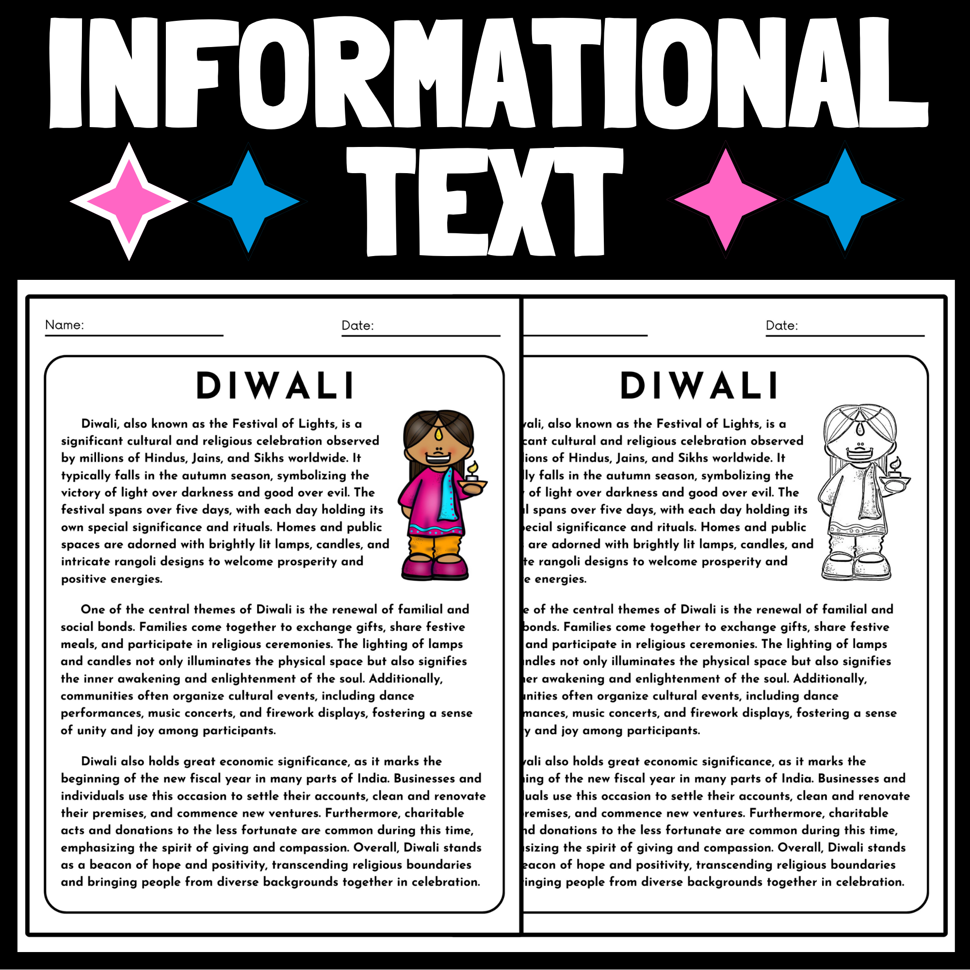 Diwali Reading Comprehension Passages And Questions Diwali Informational Text