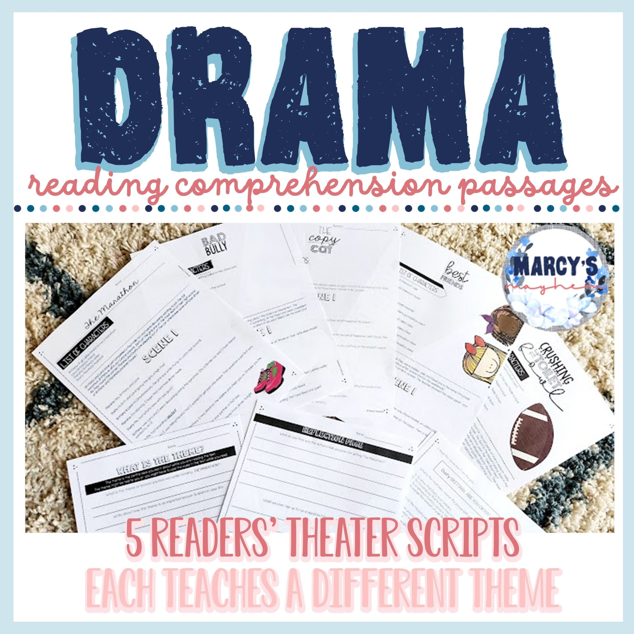 DRAMA Reading Comprehension Passages Digital Printable Readers 