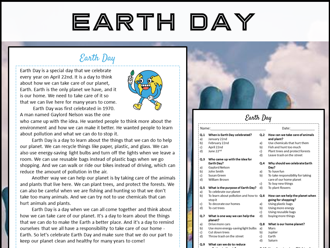 Earth Day Reading Comprehension Passage And Questions PDF Teaching Resources