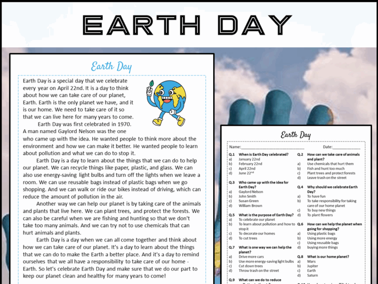 Earth Day Reading Comprehension Passage And Questions PDF Teaching Resources