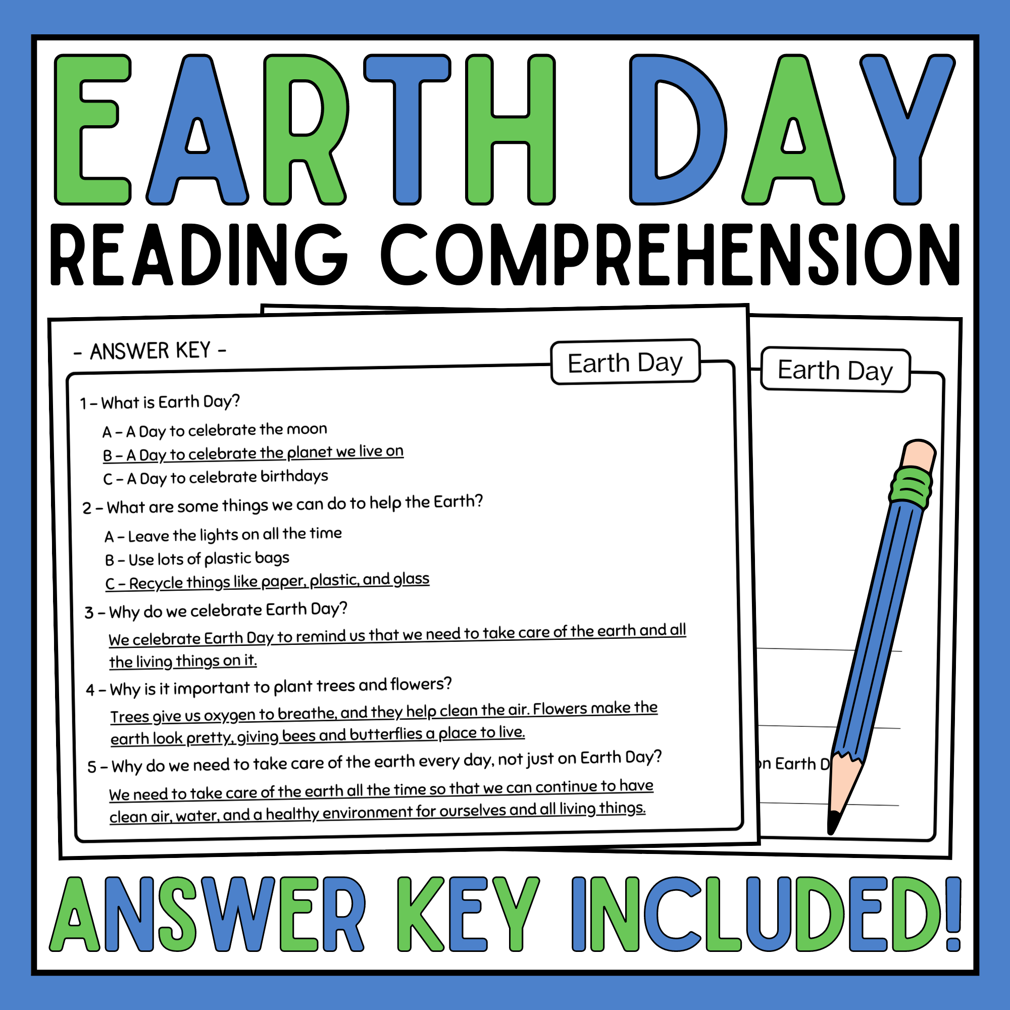 Earth Day Reading Comprehension Passage Earth Day Reading Passage Made By Teachers