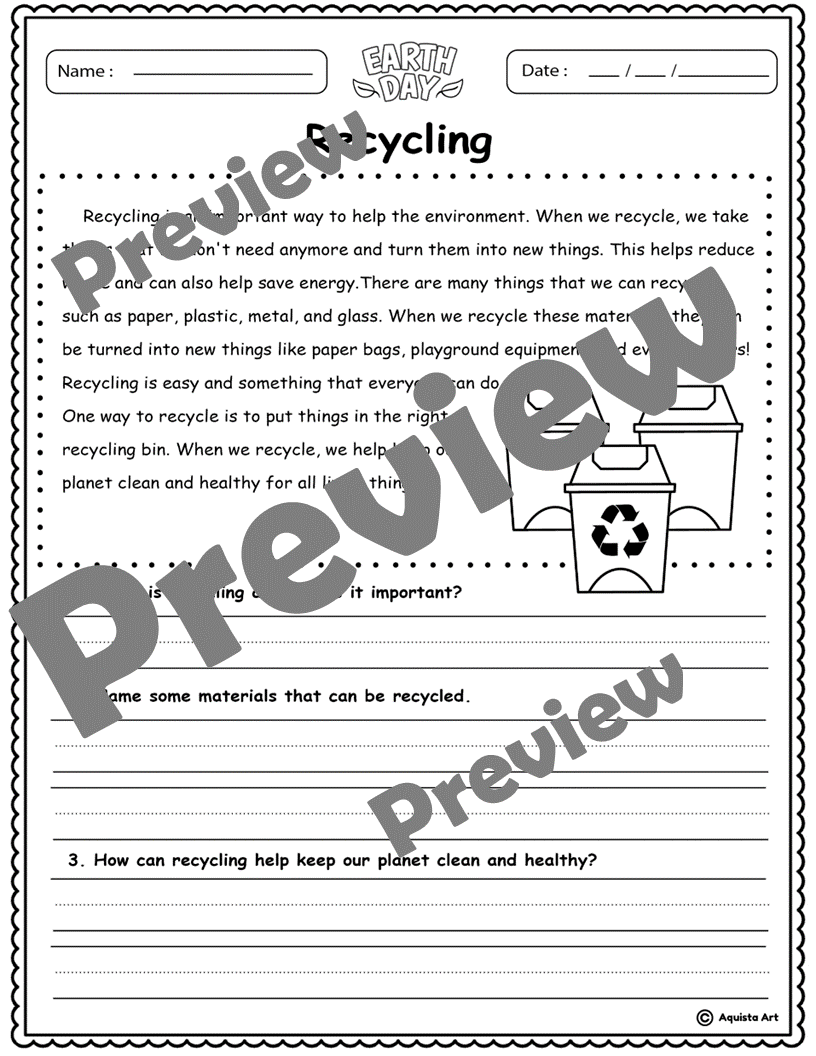 Earth Day Reading Comprehension Passages Perfect For K 2 Grades Made By Teachers