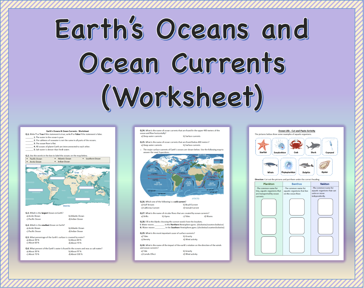 Ocean Currents Reading Comprehension Worksheet