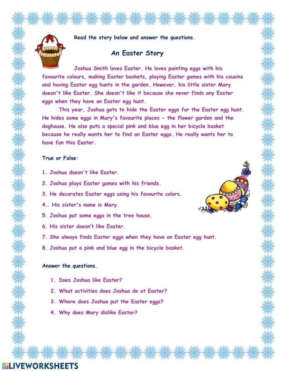Easter Comprehension Worksheet Top Teacher Worksheets Library