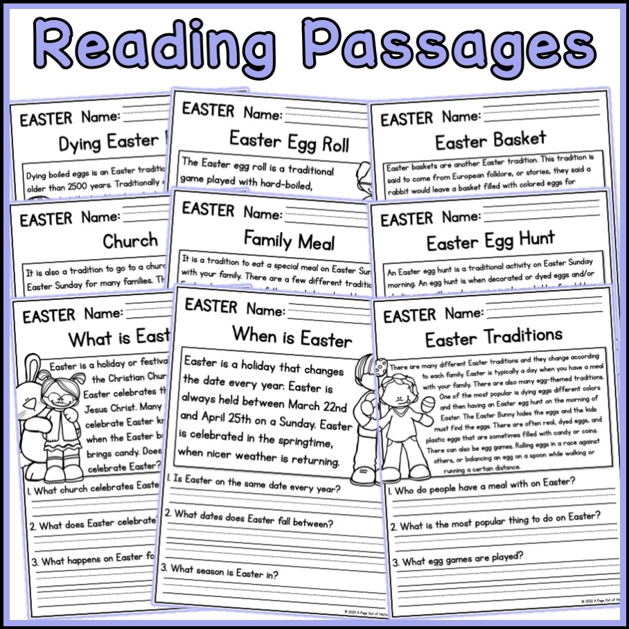 Easter Reading Comprehension Worksheets