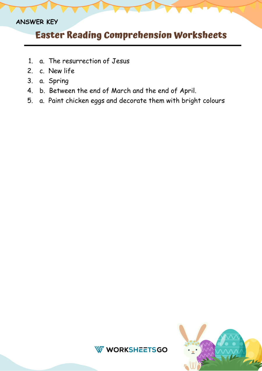 Easter Reading Comprehension Worksheets 4th Grade