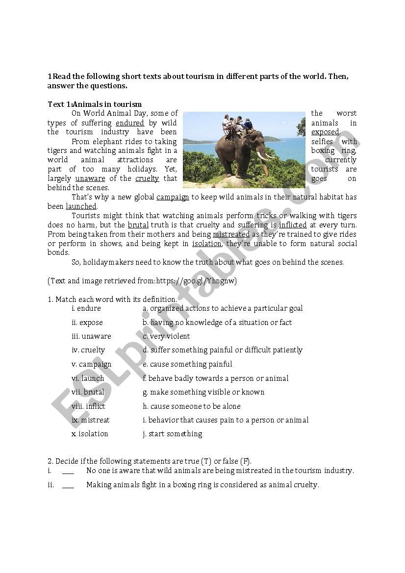 Eco Tourism Reading Activities THREE TEXTS Keys Provided ESL 