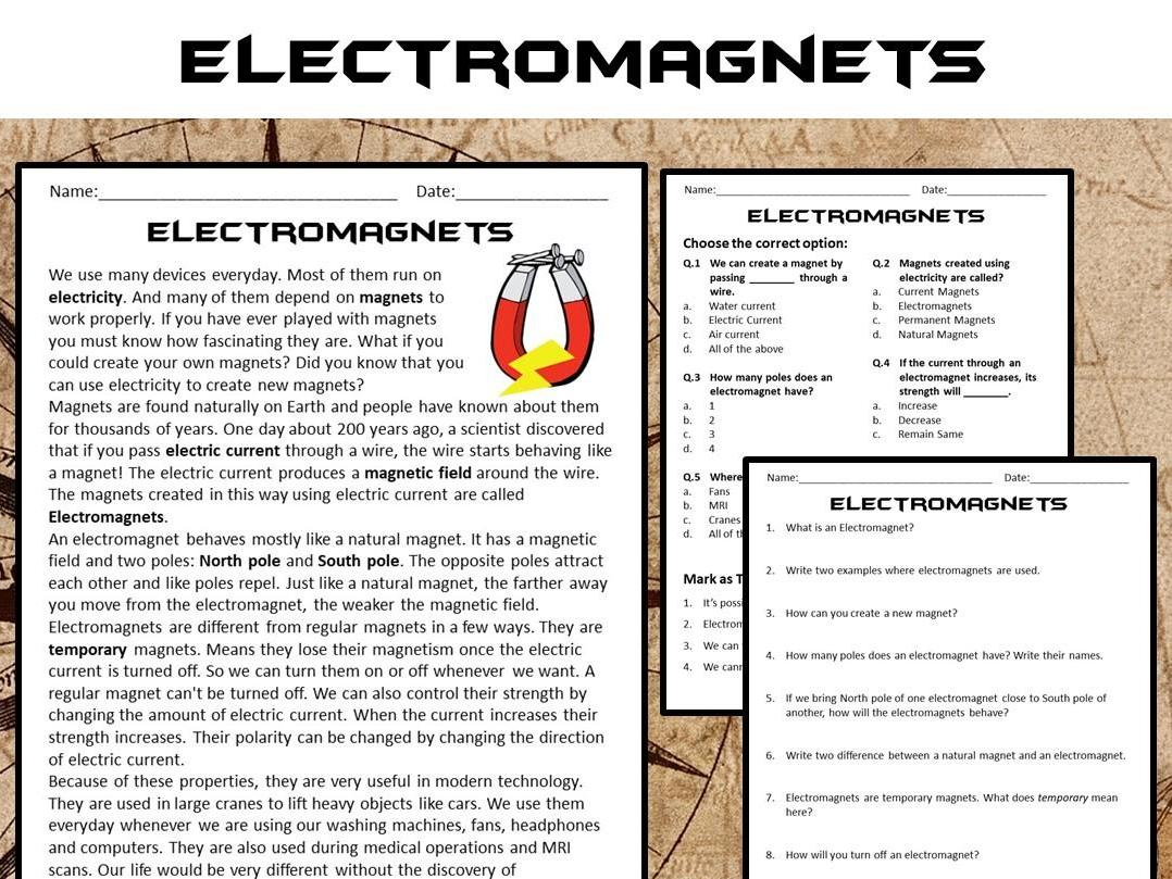 Magnet Reading Comprehension Worksheets Pdf