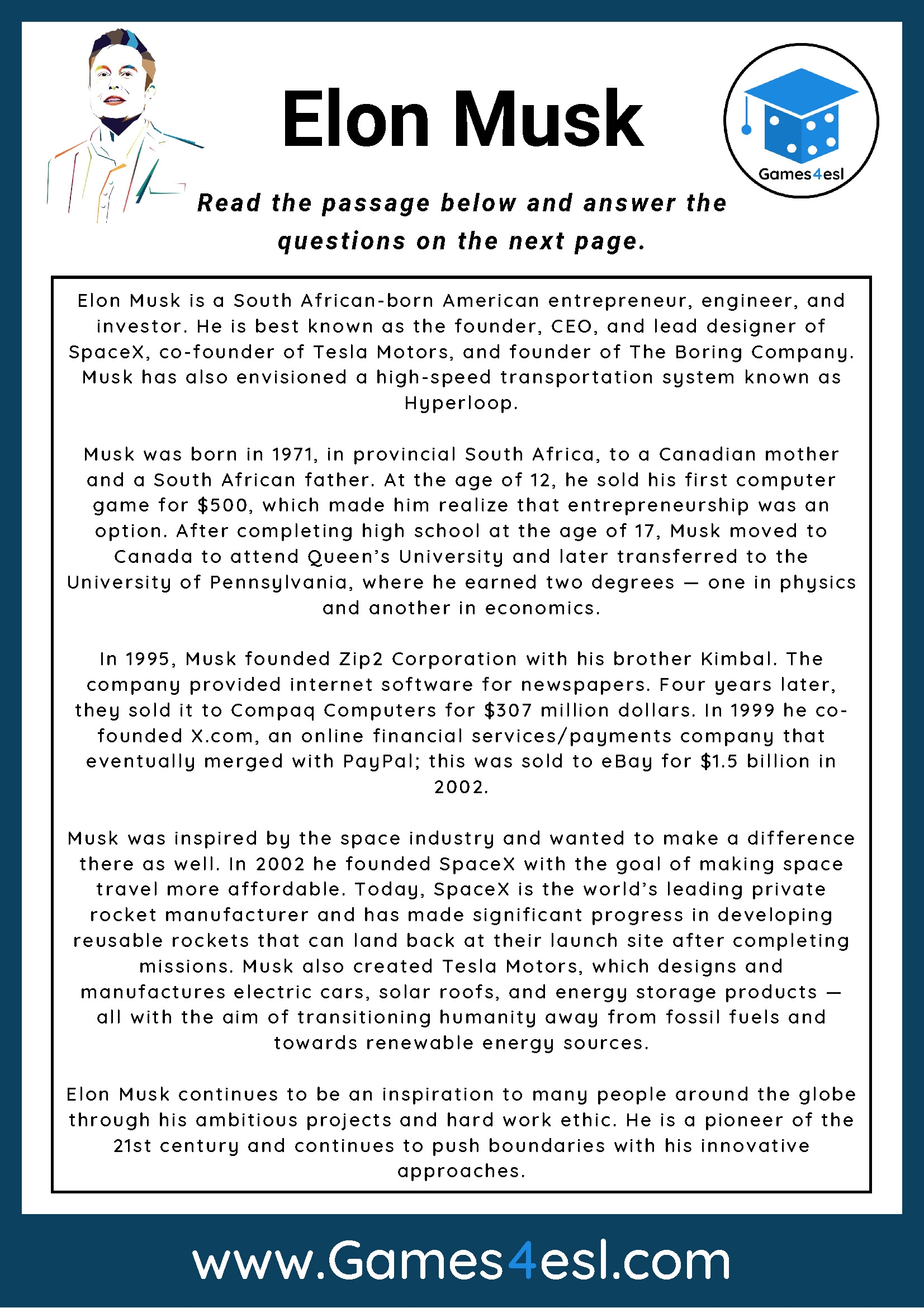 South America Reading Comprehension Worksheet
