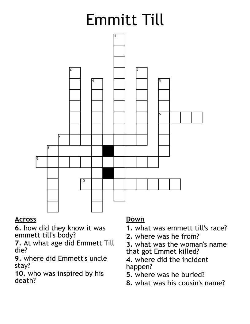 Emmitt Till Crossword WordMint