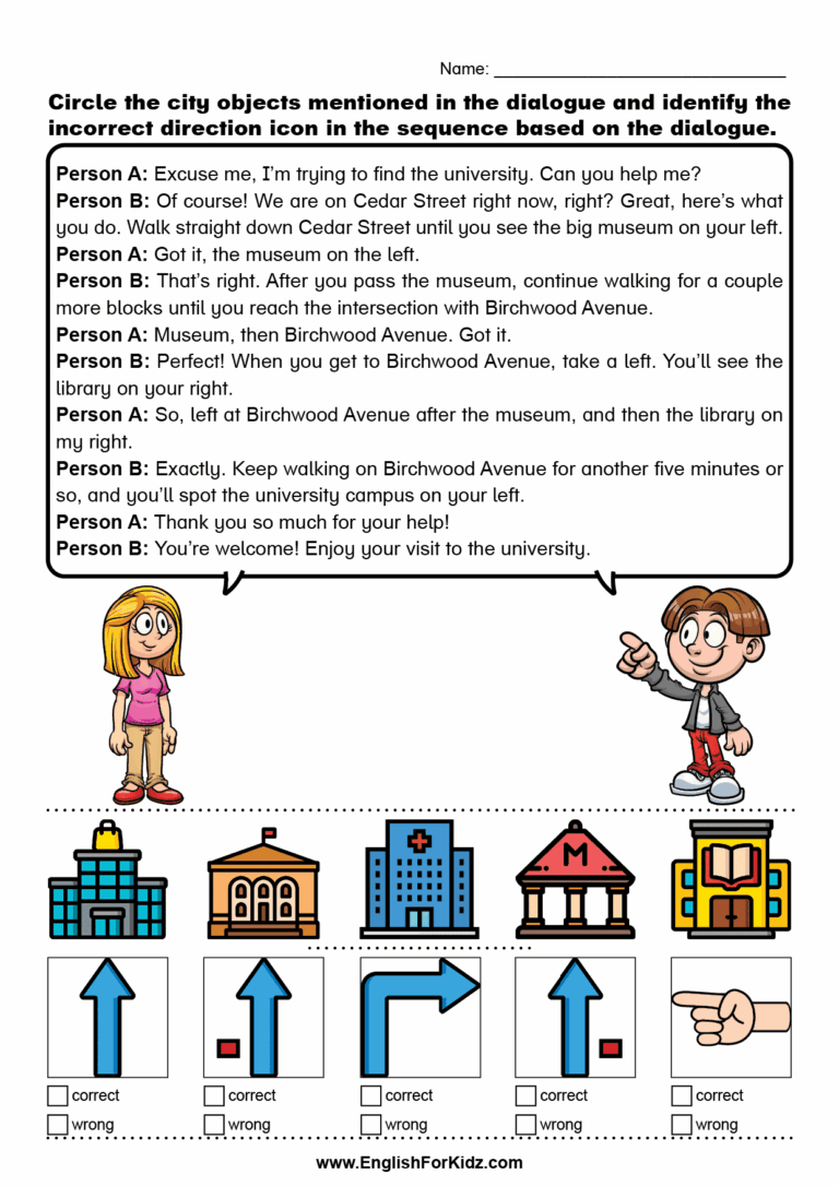English For Kids Step By Step Asking For And Giving Directions Worksheets