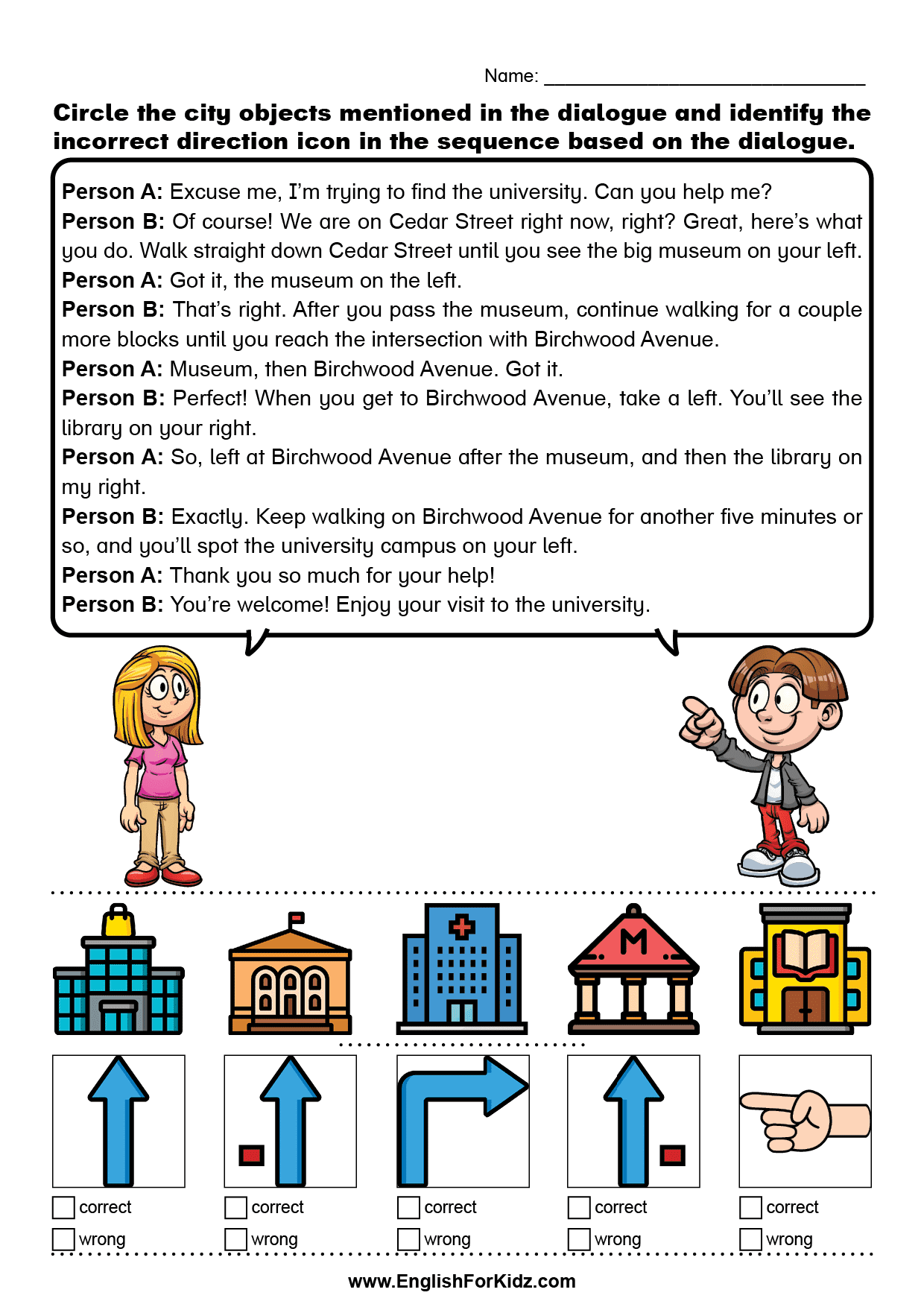 English For Kids Step By Step Asking For And Giving Directions Worksheets