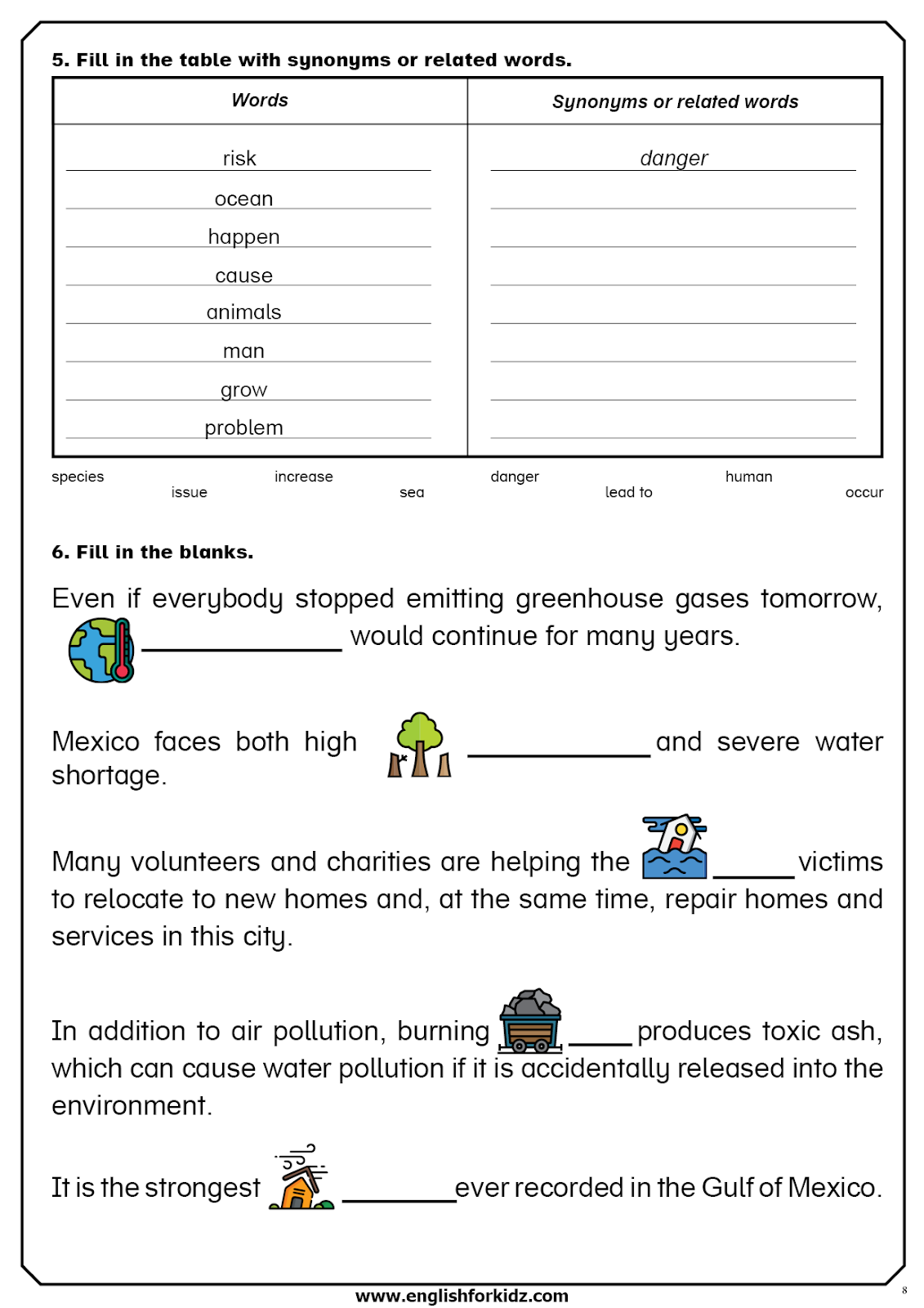 English For Kids Step By Step Global Warming Reading Comprehension Worksheets Flashcards