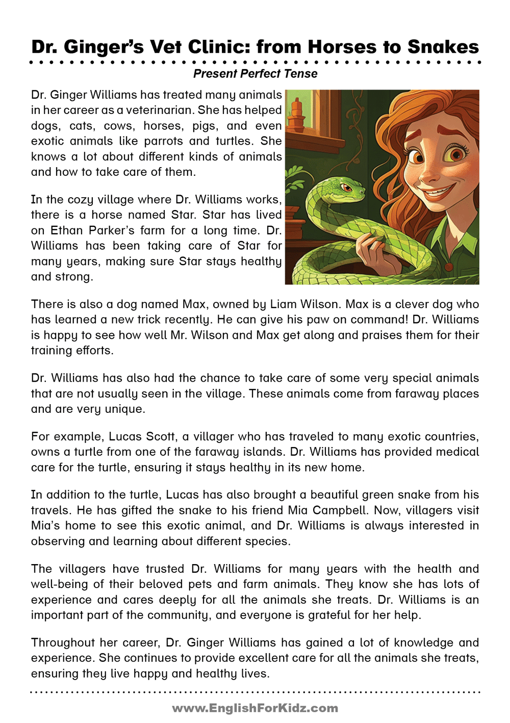 English For Kids Step By Step Present Perfect Tense Reading Comprehension
