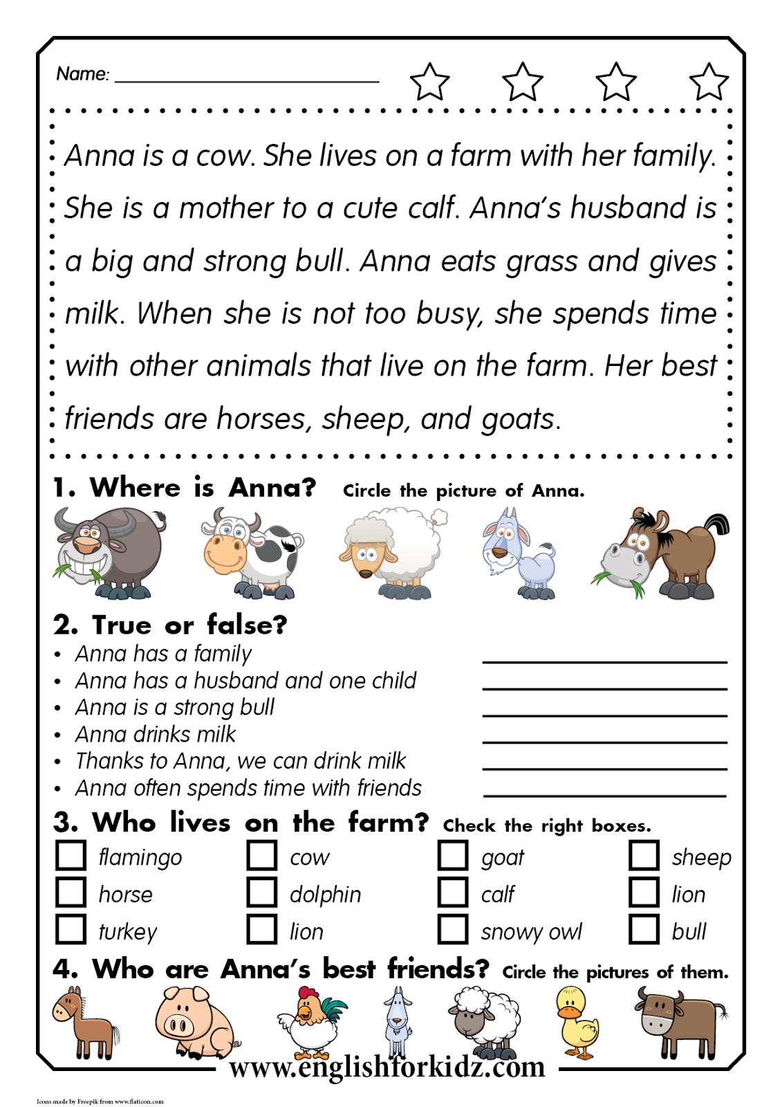 English For Kids Step By Step Reading Comprehension Kit Animal 