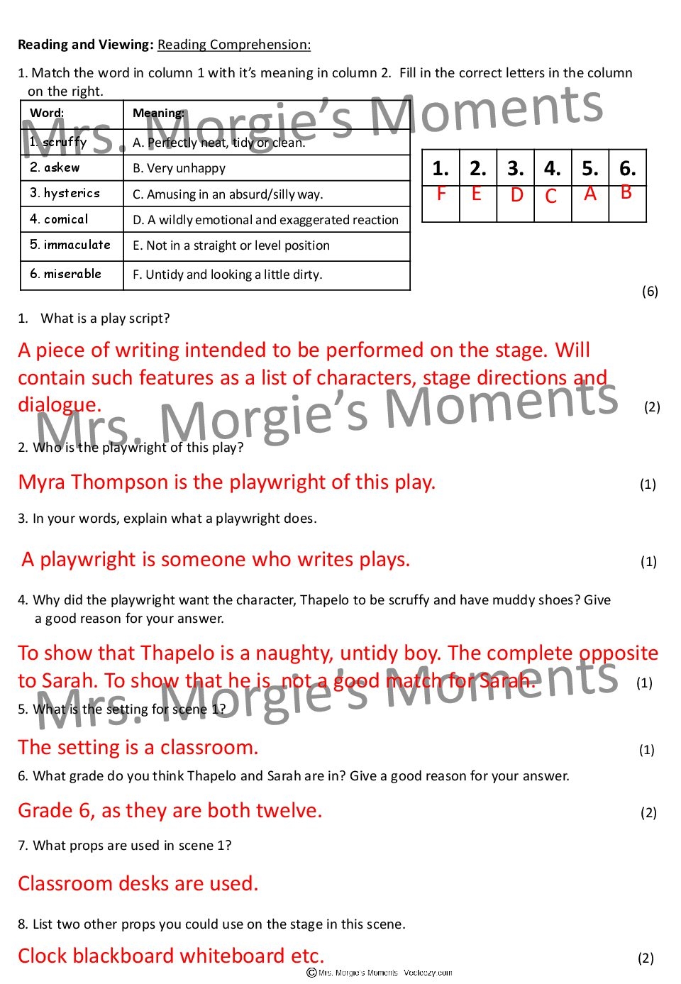 English PowerPoint And Assessments Play Script Writing Intermediate Phase Grade 6 Teacha 