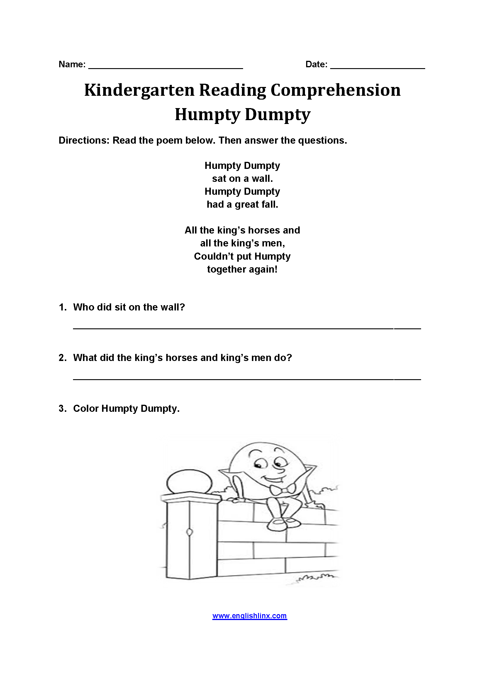 Englishlinx Reading Comprehension Worksheets