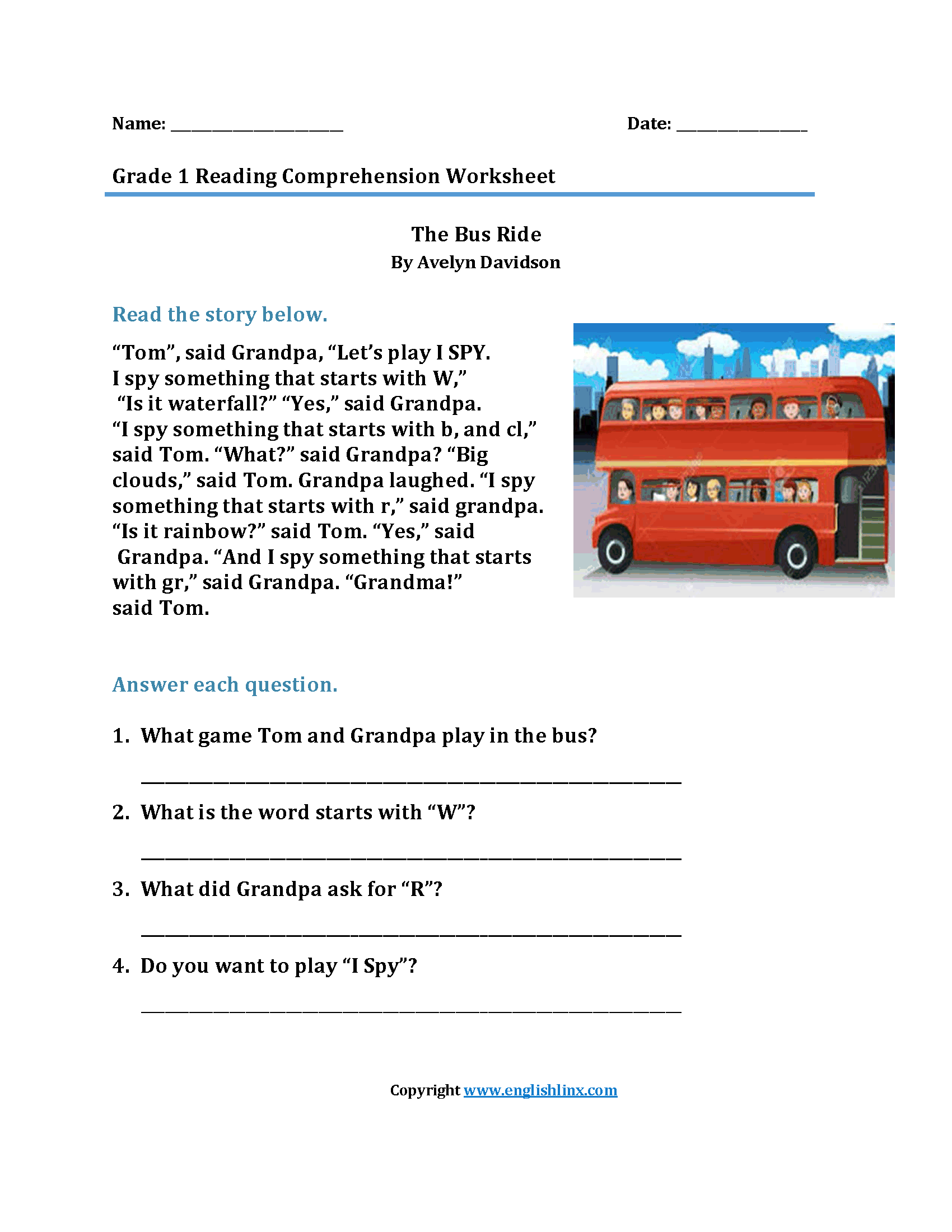 Englishlinx Reading Worksheets