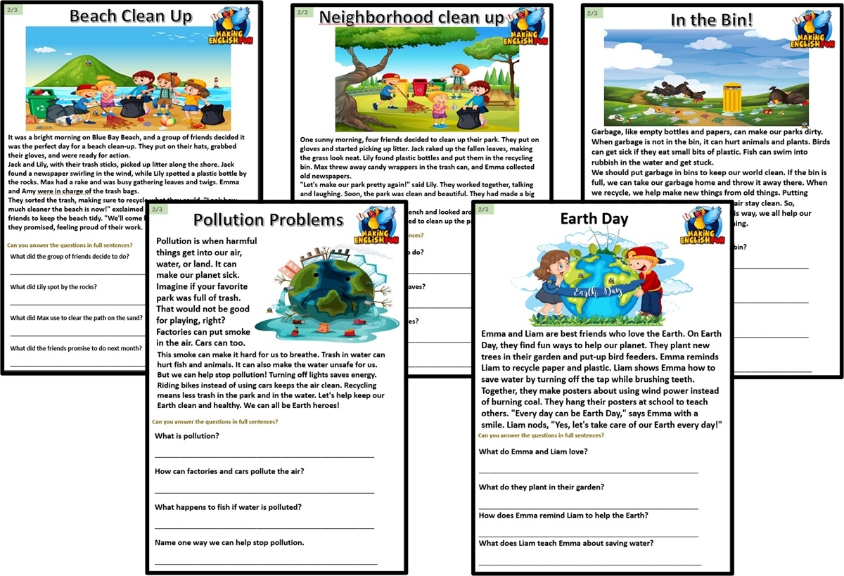 Environment Reading Passages For Grade 2 And 3 Making English Fun