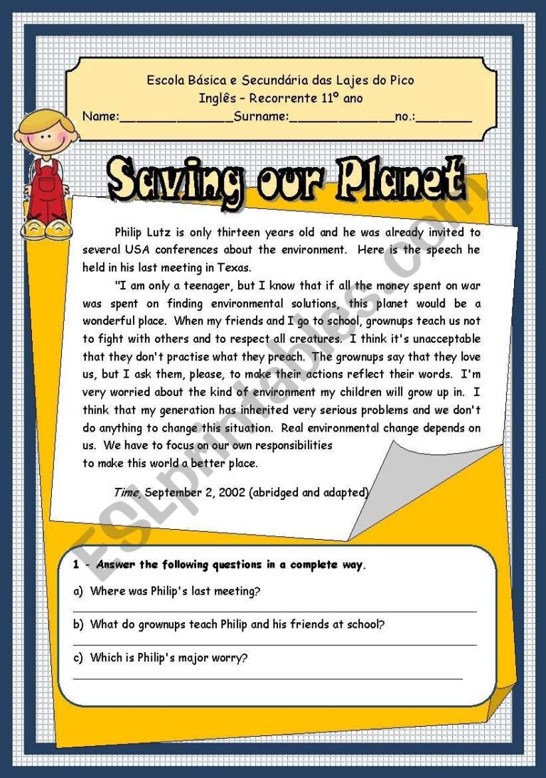 Environment Reading Worksheet ESL Worksheet By Candidacorreia
