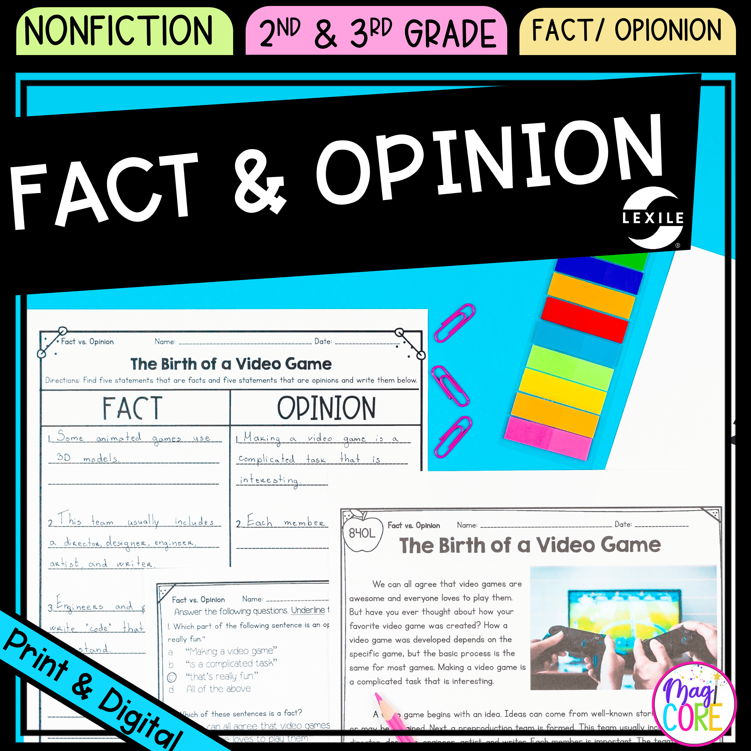 Fact U0026 Opinion 2nd U0026 3rd Grade Reading Comprehension Passages Unit