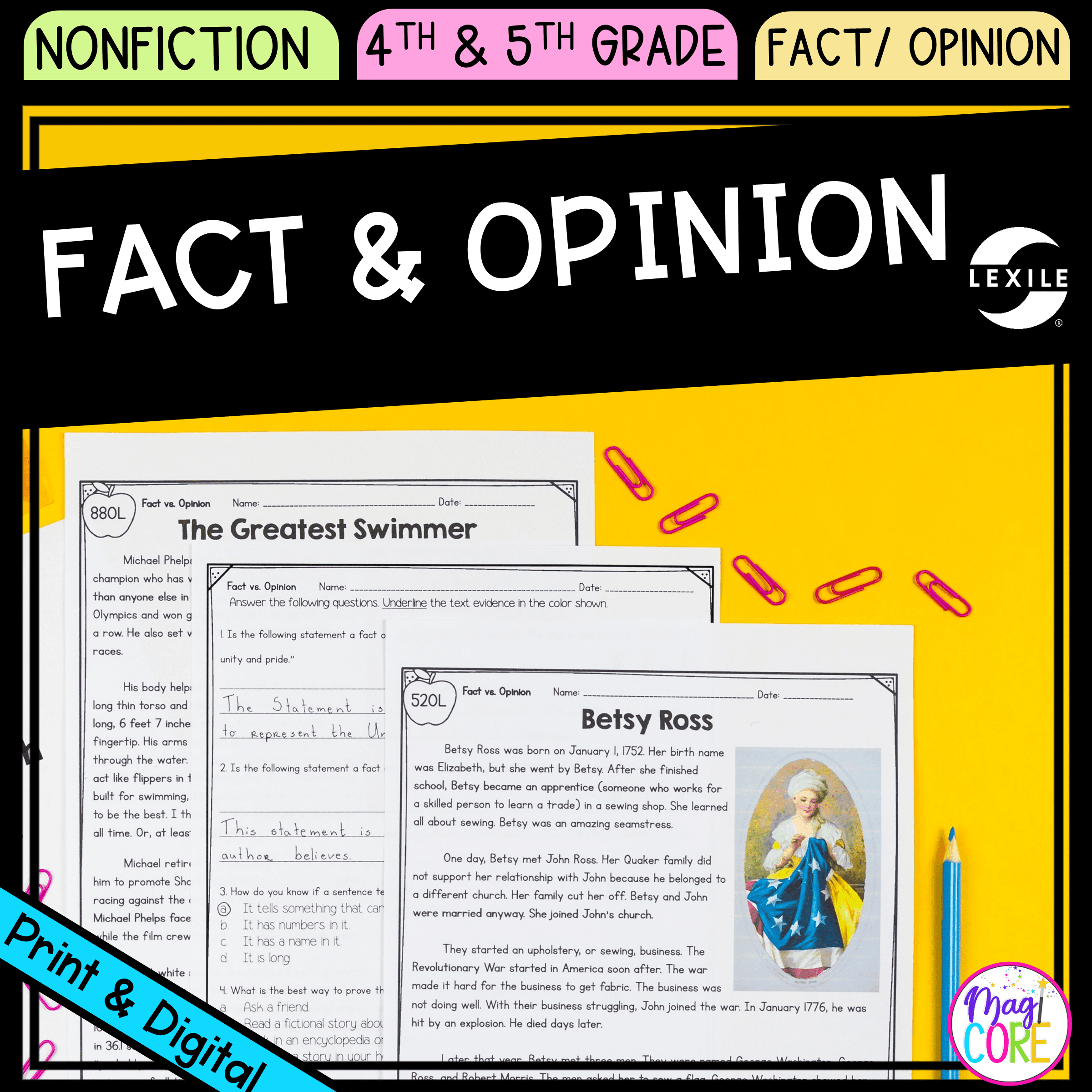 Fact U0026 Opinion 4th U0026 5th Grade Reading Comprehension Passages Unit