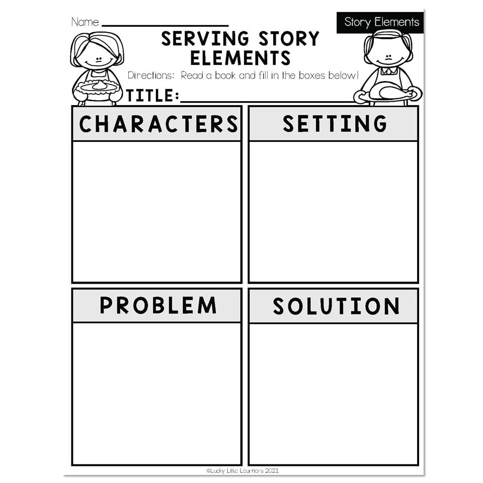 Fall Early Finishers 2nd Grade ELA Story Elements Serving Story Elements Lucky Little Learners