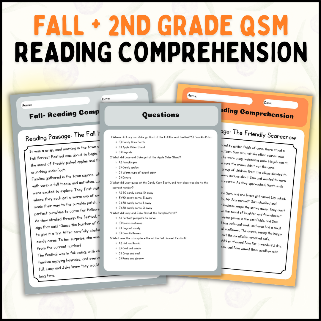 Fall Reading Comprehension Passages And Questions QSM For 2nd Grade Made By Teachers