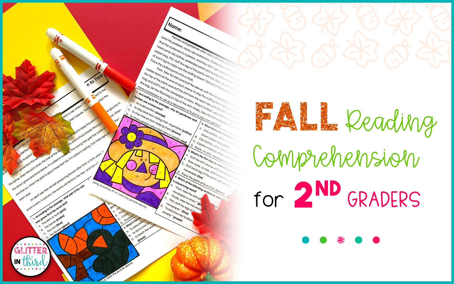 Fall Reading Comprehension Worksheets For 2nd Grade that Are ACTUALLY Fun Glitter In Third